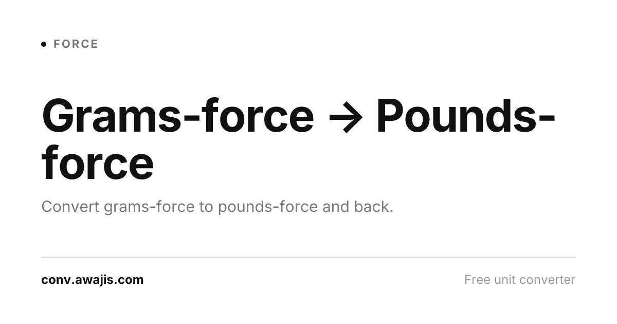 Grams-force to Pounds-force Converter (gf to lbf)
