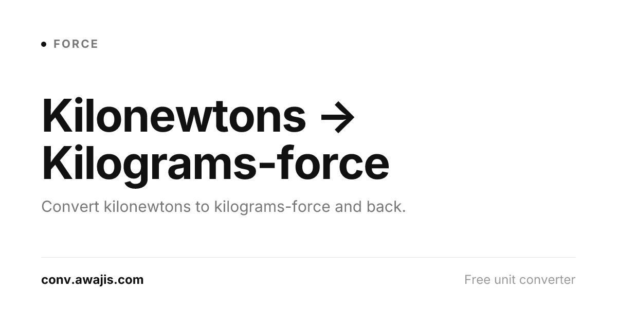 Kilonewtons to Kilograms-force Converter (kN to kgf)